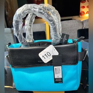 Tahari Turquoise and Black Small Satchel